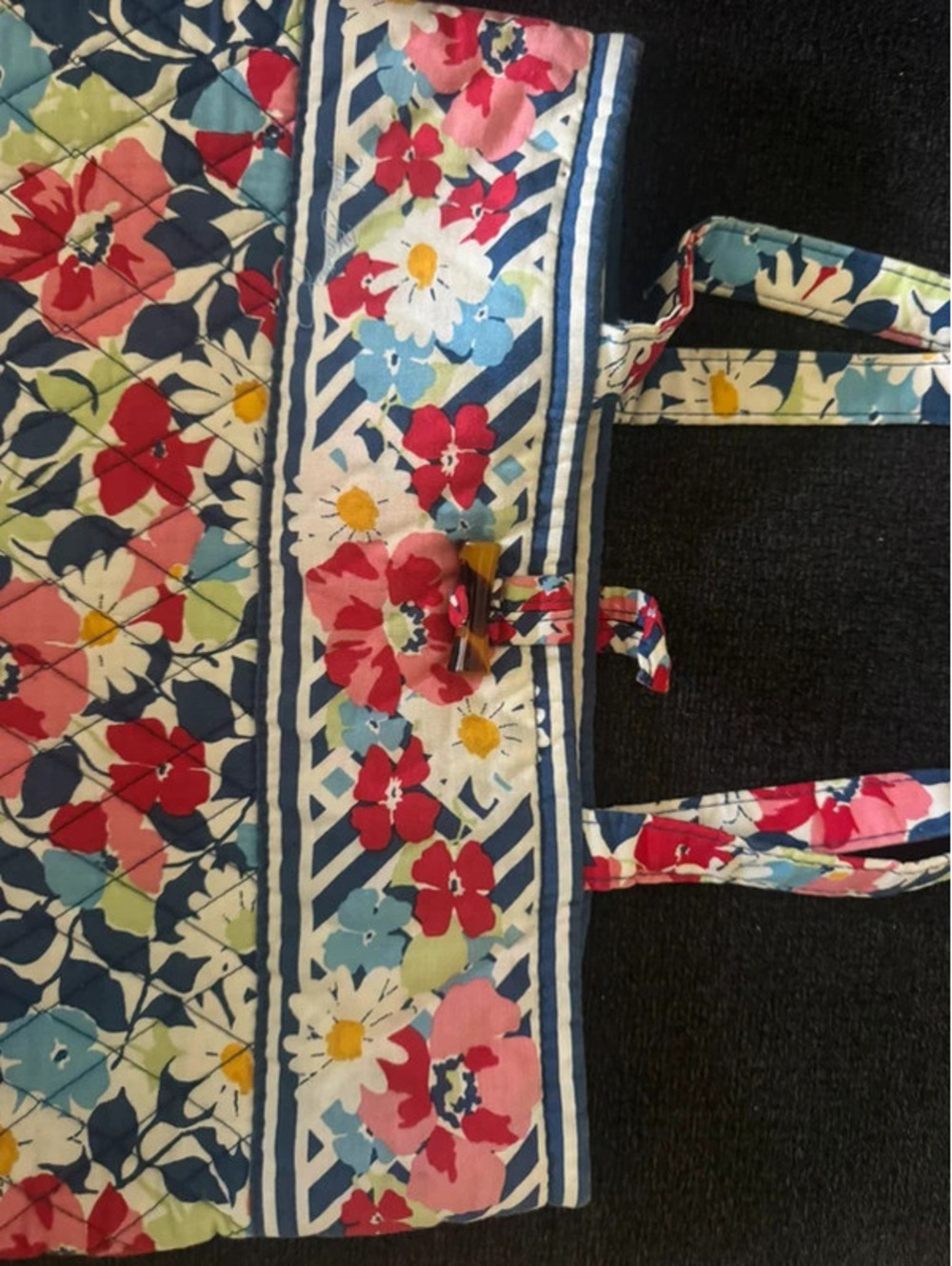 Vera Bradley Quilted Floral Tote Bag Shoulder Purse Cottage fairy school beach - Picture 5 of 9